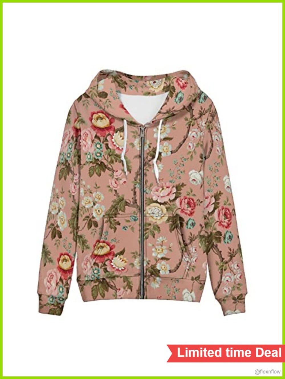 Women's Zip-Up Hoodie with Kangaroo Pocket, Long Sleeve Fleece Sports Jacket,